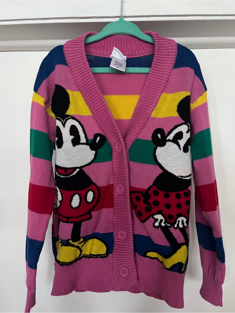 Disney Pink Mickey & Minnie Striped Cardigan